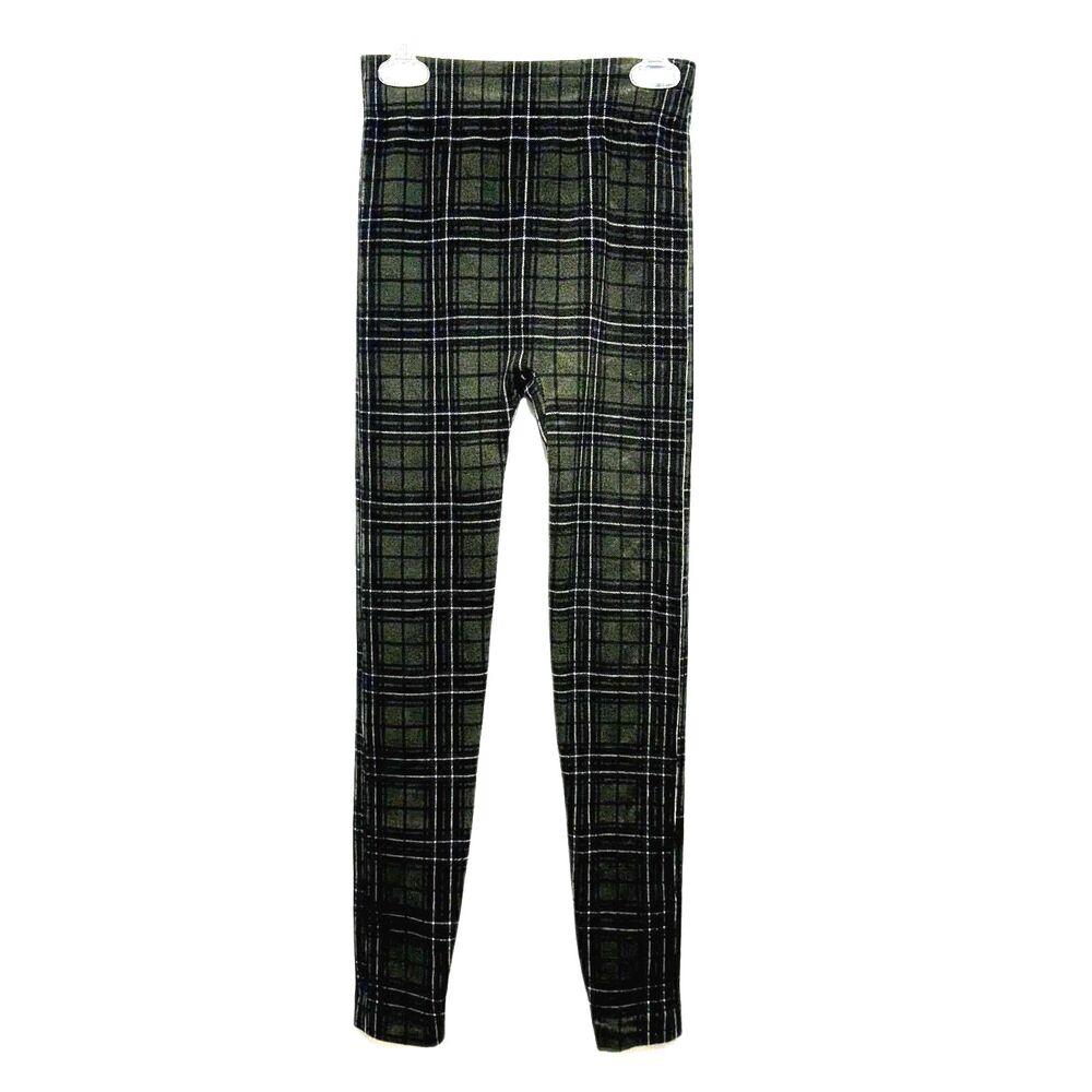 Leggings Yoga Base Layer Ski High Waist Green Plaid Tartin Womens size Small